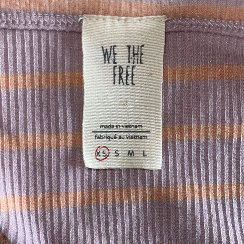 We the Free People Women’s Top Size XS Lavender Peach Striped Ruffled Bell Sleev - Image 7
