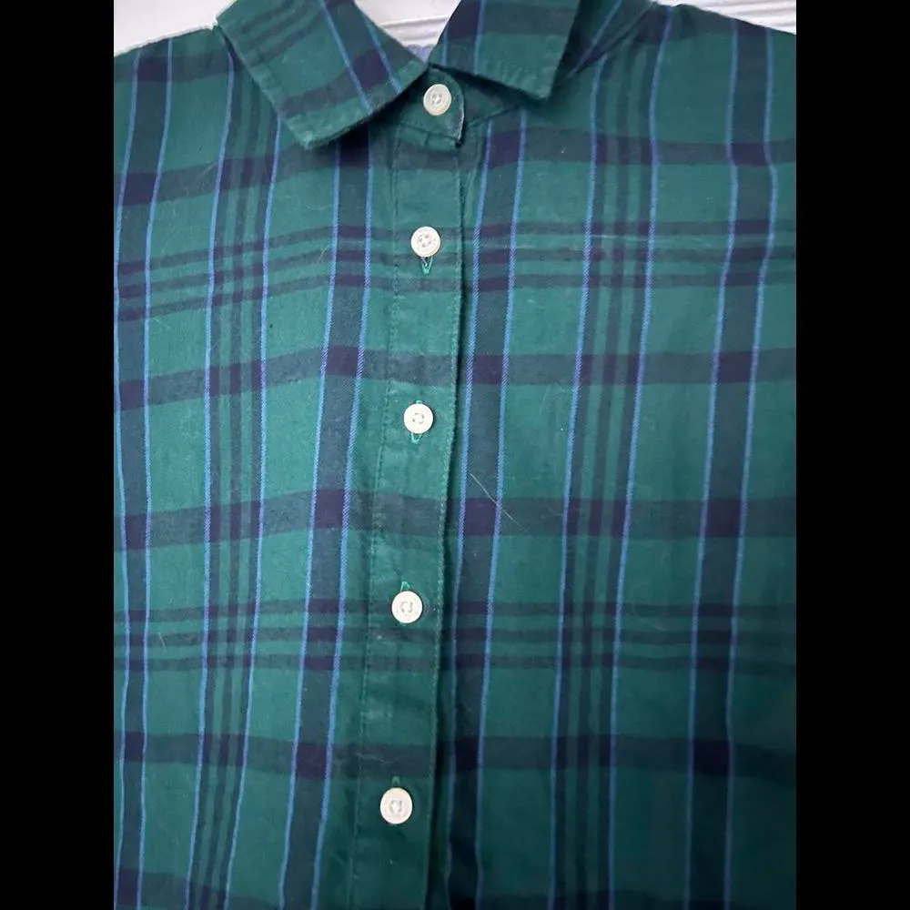 Tommy Hilfiger size Medium Green and Navy Flannel Shirt - Image 5