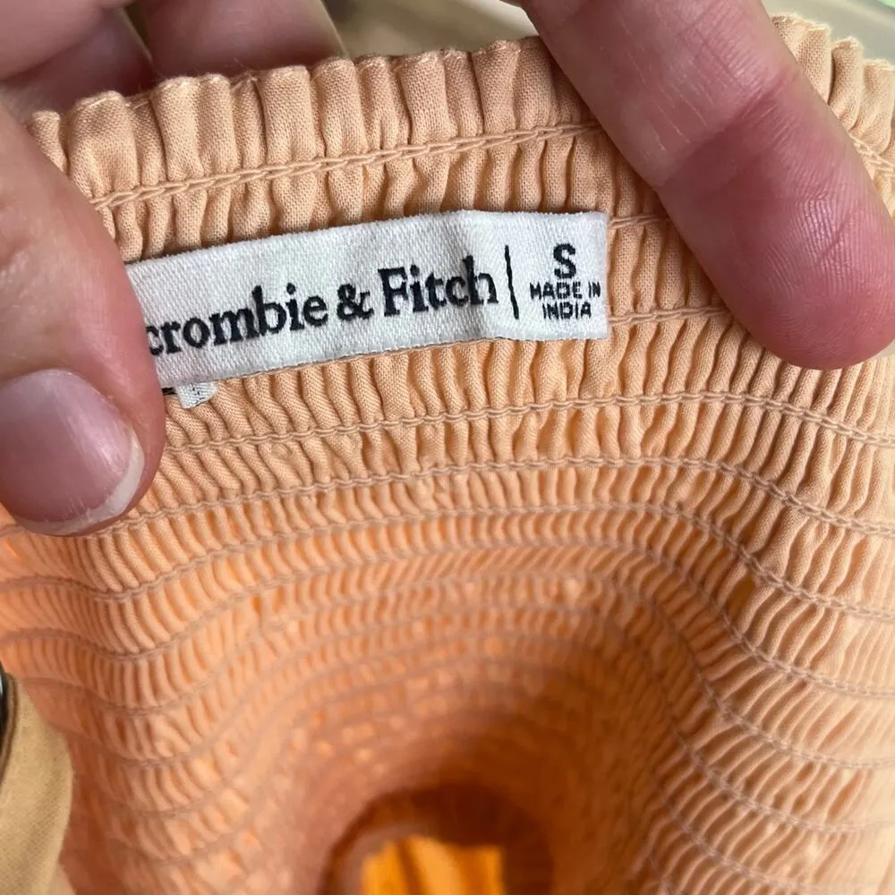 Abercrombie & Fitch Women's Peach Sleeveless Midi Dress Size S - Image 7