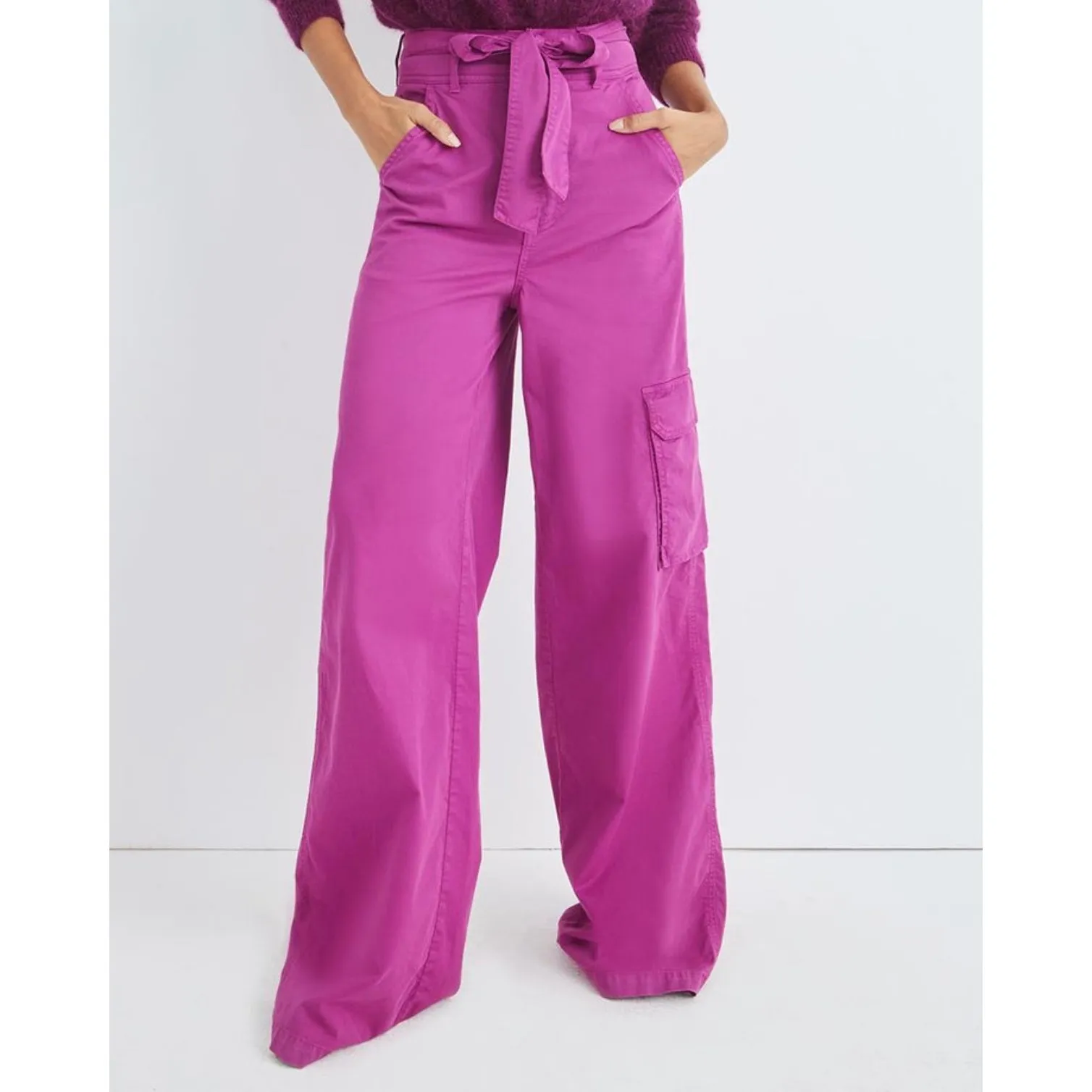 NEW NWT Veronica Beard Belisa Wide Leg Pants Bright Magenta size 26 - Image 4