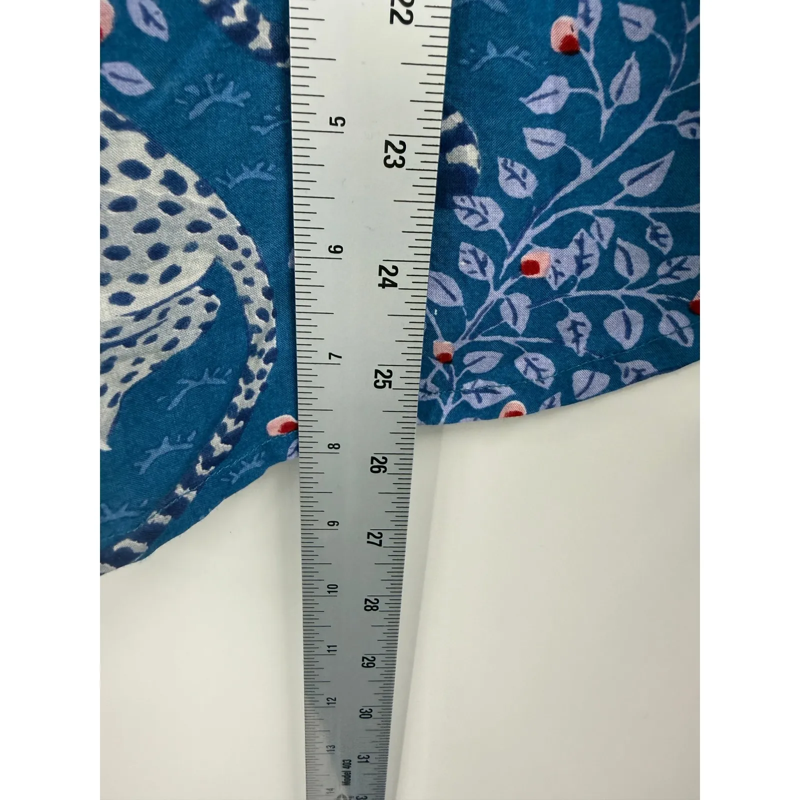 Printfresh XXS Blue Leopard Floral Print Pajama Top Button Up 100 Cotton - Image 8