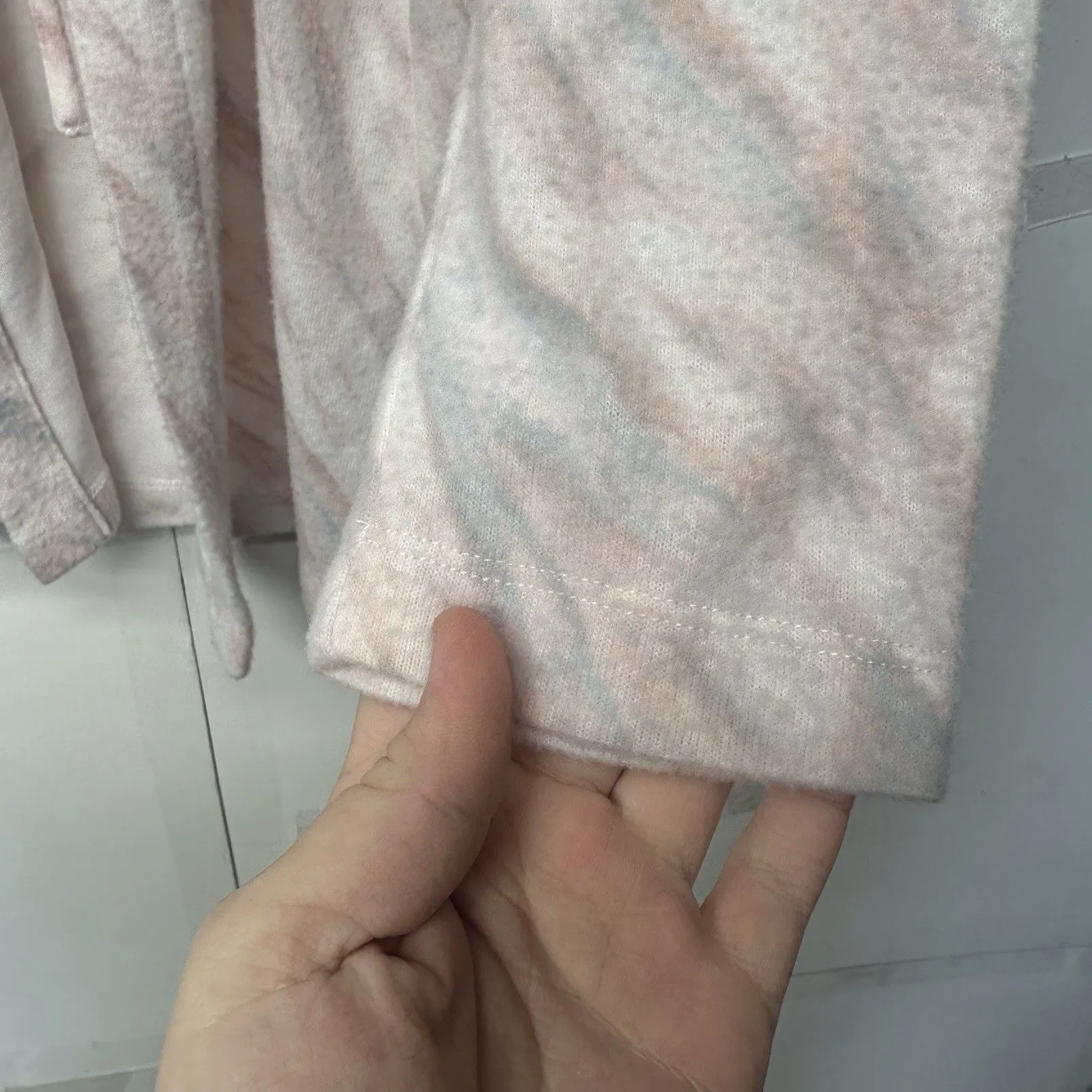 ADYP Women’s Medium Hooded Open Front Cardigan Jacket Pink Gray Soft Pockets - Image 9