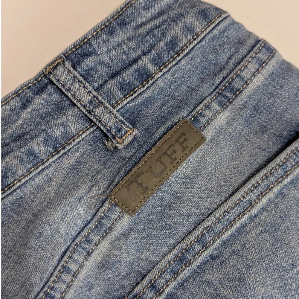 Cowgirl Tuff Festival Trouser Flare Jeans Wide Leg Raw Hem Distressed Womens 27 Blue - Image 7