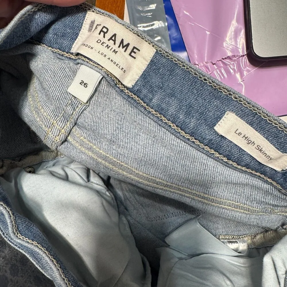 Frame Womens Jeans Size 26 Blue Le High Skinny Medium Wash Denim Raw hems - Image 6