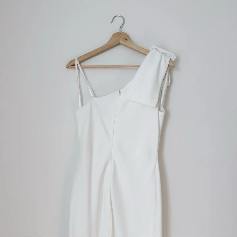 NEW Mac Duggal leena Women’s Bow-Shoulder Jersey Sheath Gown White Size 6 - Image 8