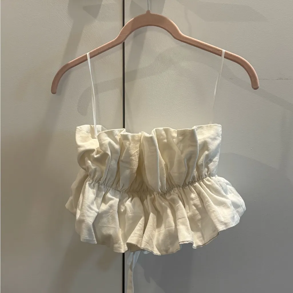 Selfie Leslie Thea ruffle linen bandeau, size M - Image 4