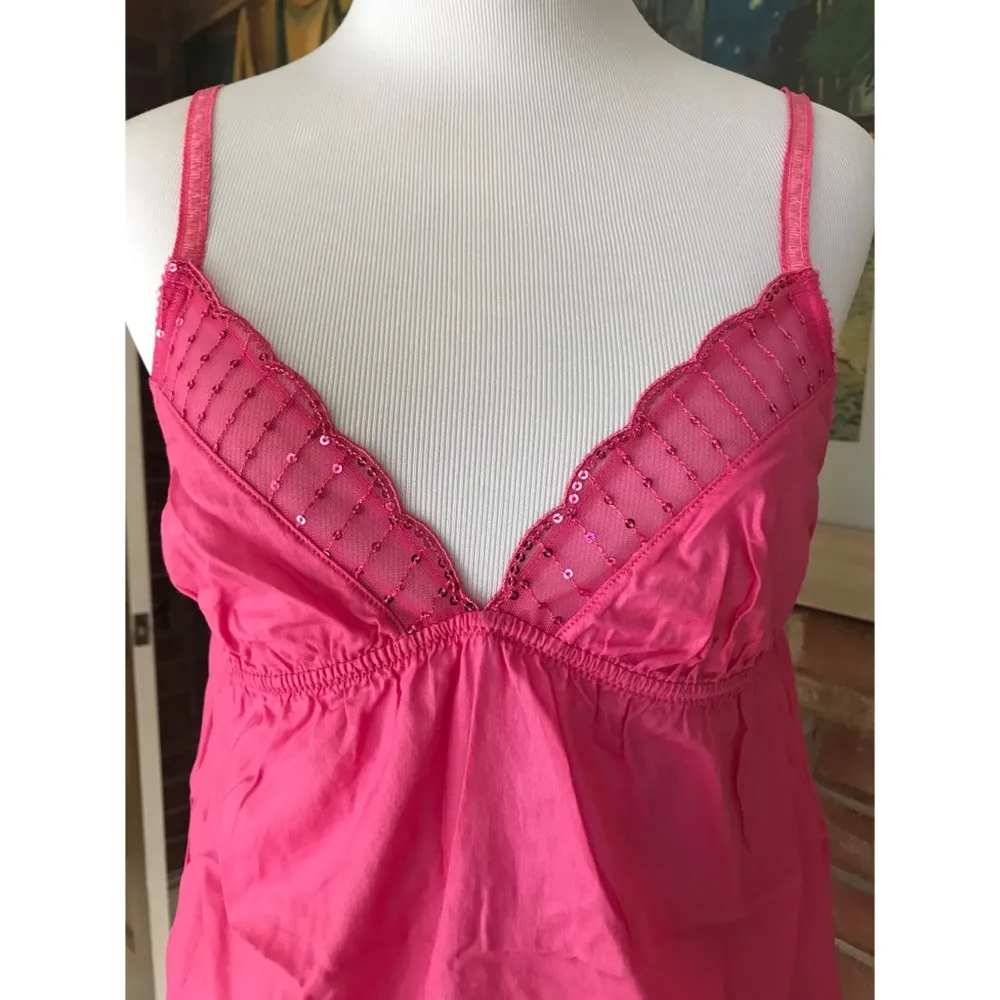 NWT Vintage Victoria’s Secret VICTORIA Pink Cotton Babydoll Nightie M - Image 2
