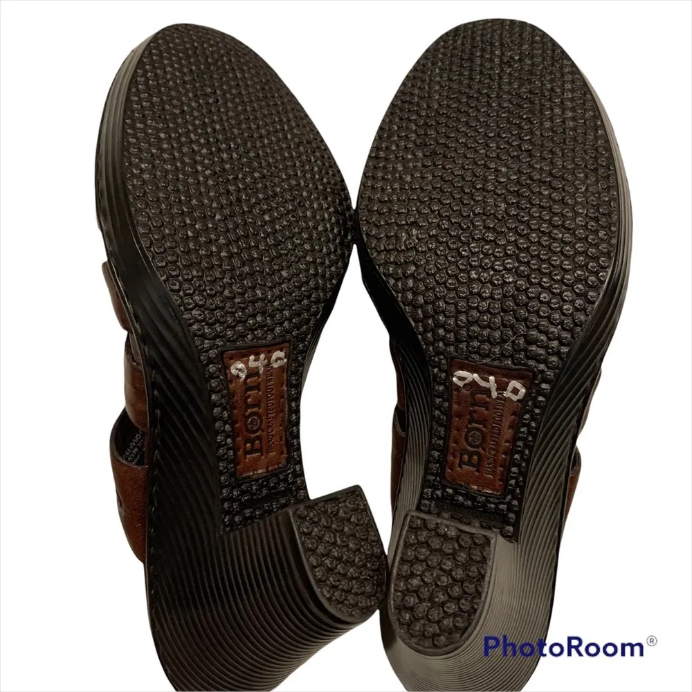 Born Leather Studded Heel Platform Mules Size 10 - Image 7