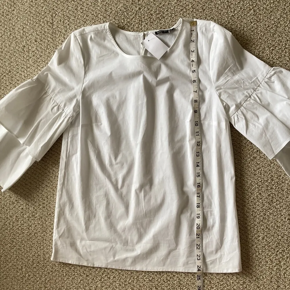 NEW J. Crew Bell Sleeve Ruffled Blouse Top Size 2 White Oversized Cotton NWT - Image 10