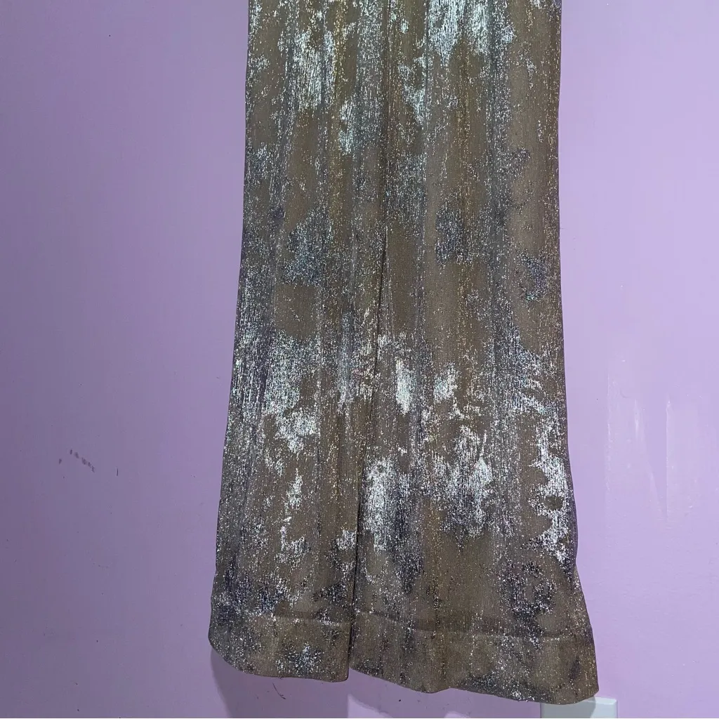 Tahari Silver Metallic Wide Leg Jumpsuit Women Sz 8 Formal Event Cocktail Party - Image 8