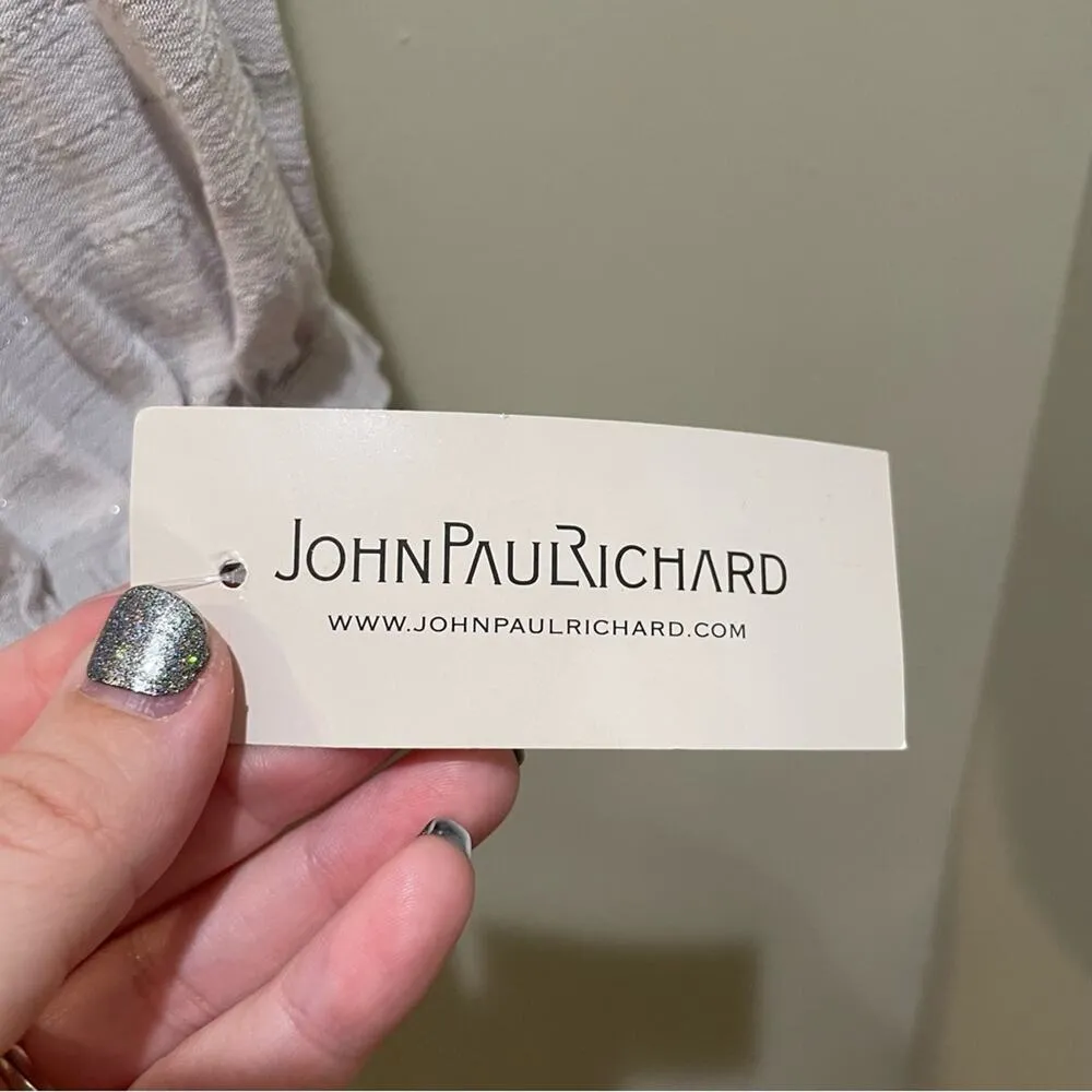 JohnPaulRichard Striped Metallic Blouse Grey Size Medium - Image 6