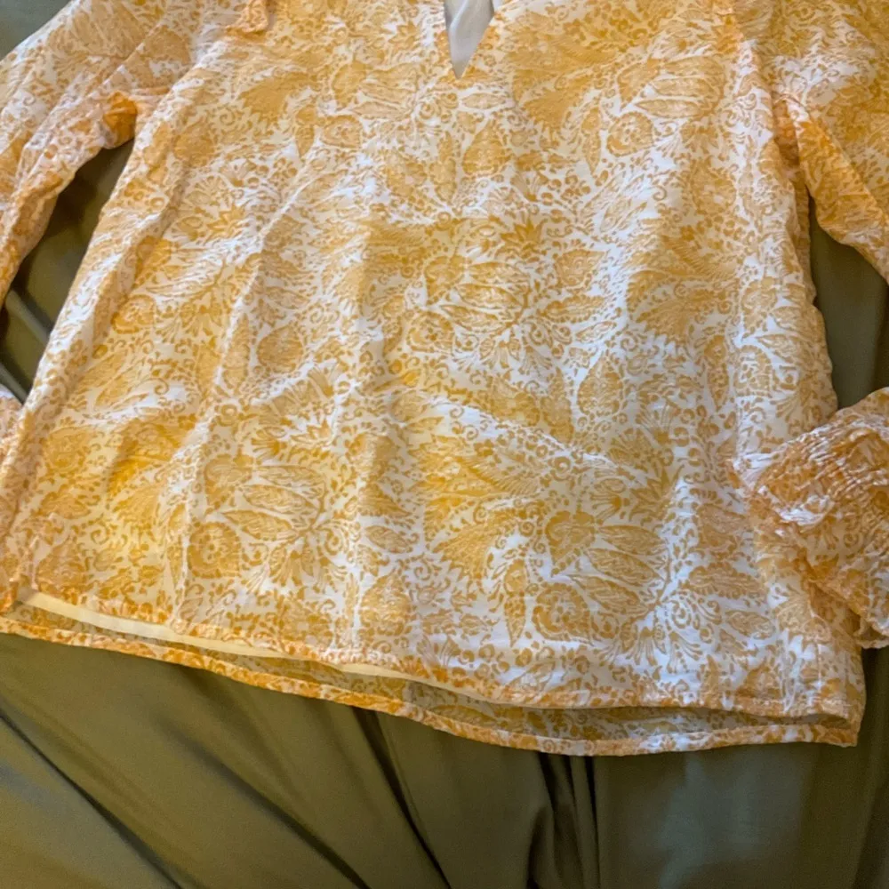 J.crew Womens Yellow Floral Long Sleeve V-Neck Pullover Blouse Top Size Small - Image 7