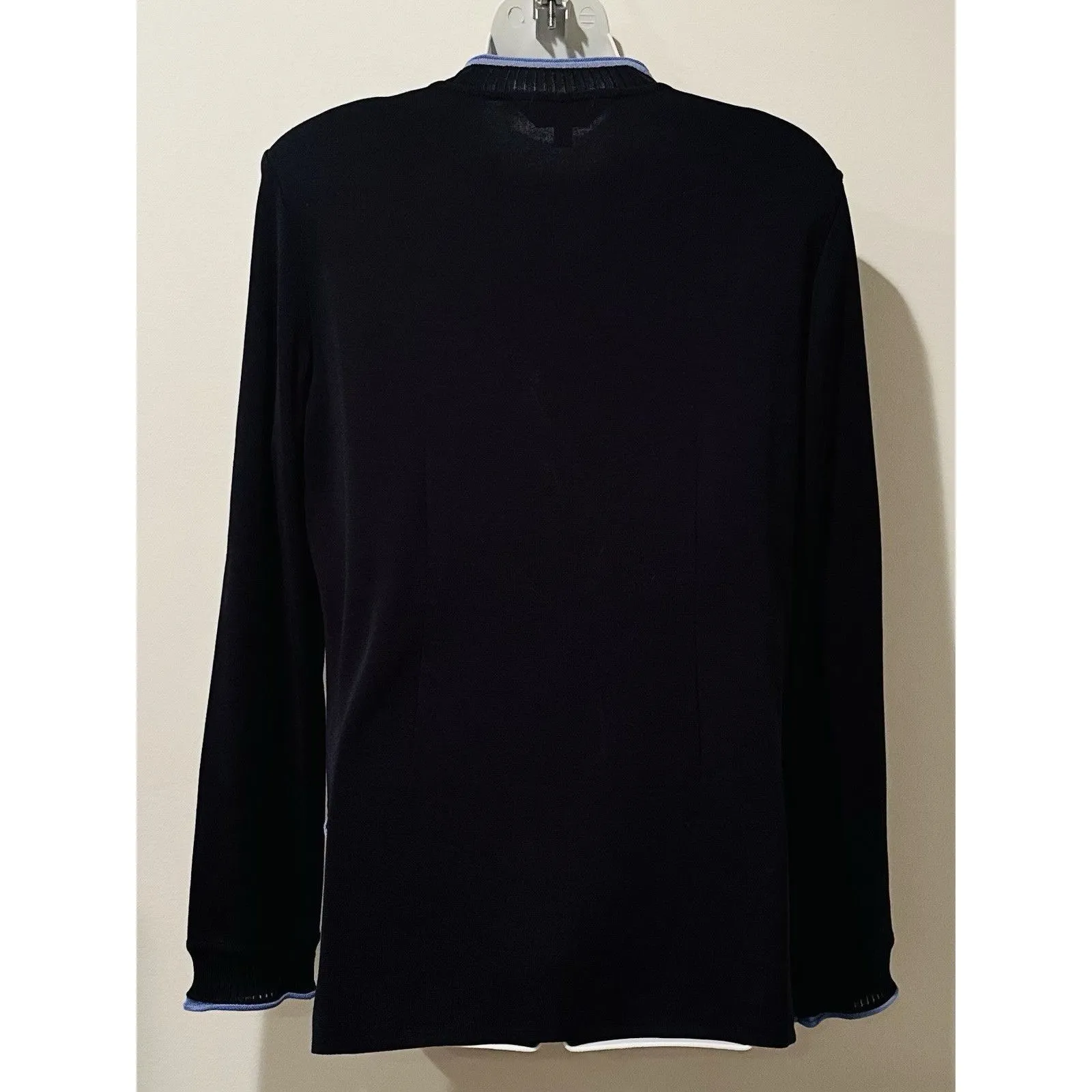 Exclusively Misook Black Purple White Zipper Sweater Jacket Size S Small EUC!!! - Image 2