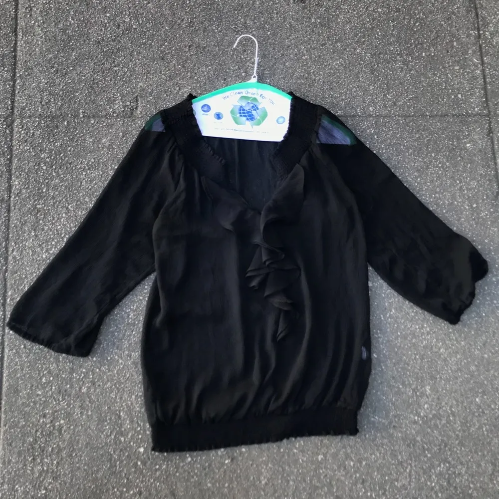 Handmade Large black ruffle sheer top - Image 5