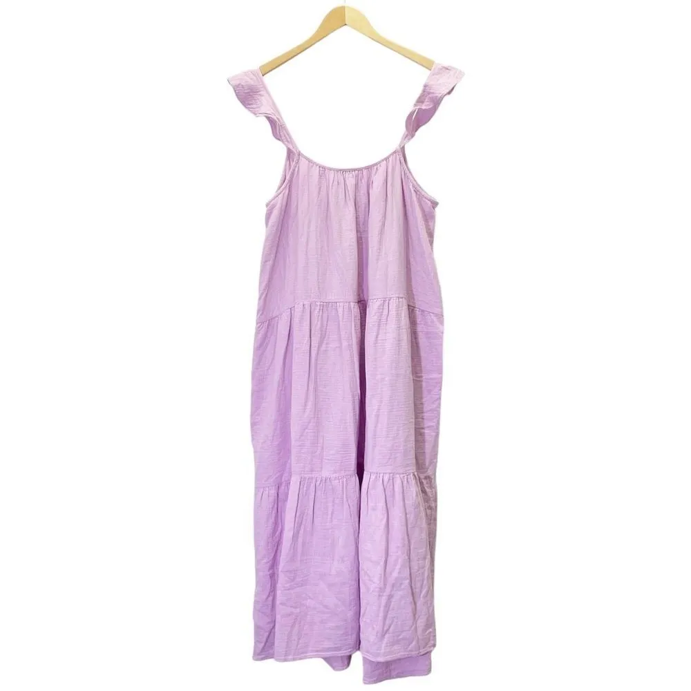 NWT J. Crew Ruffle Strap Gauze Tiered Long Summer Maxi Dress Lilac Size XL NEW - Image 4