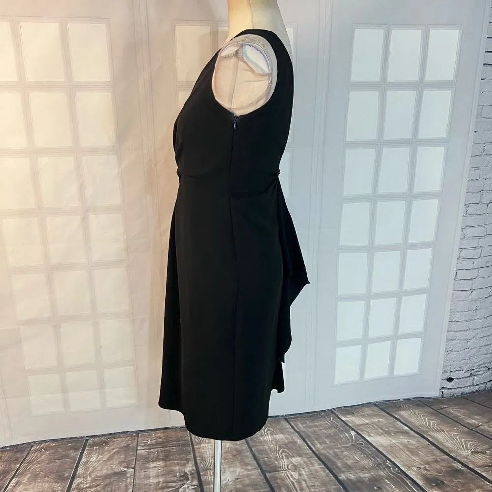 Elie Tahari black sleeveless v neck attached wrap formal cocktail dress size 4 - Image 7