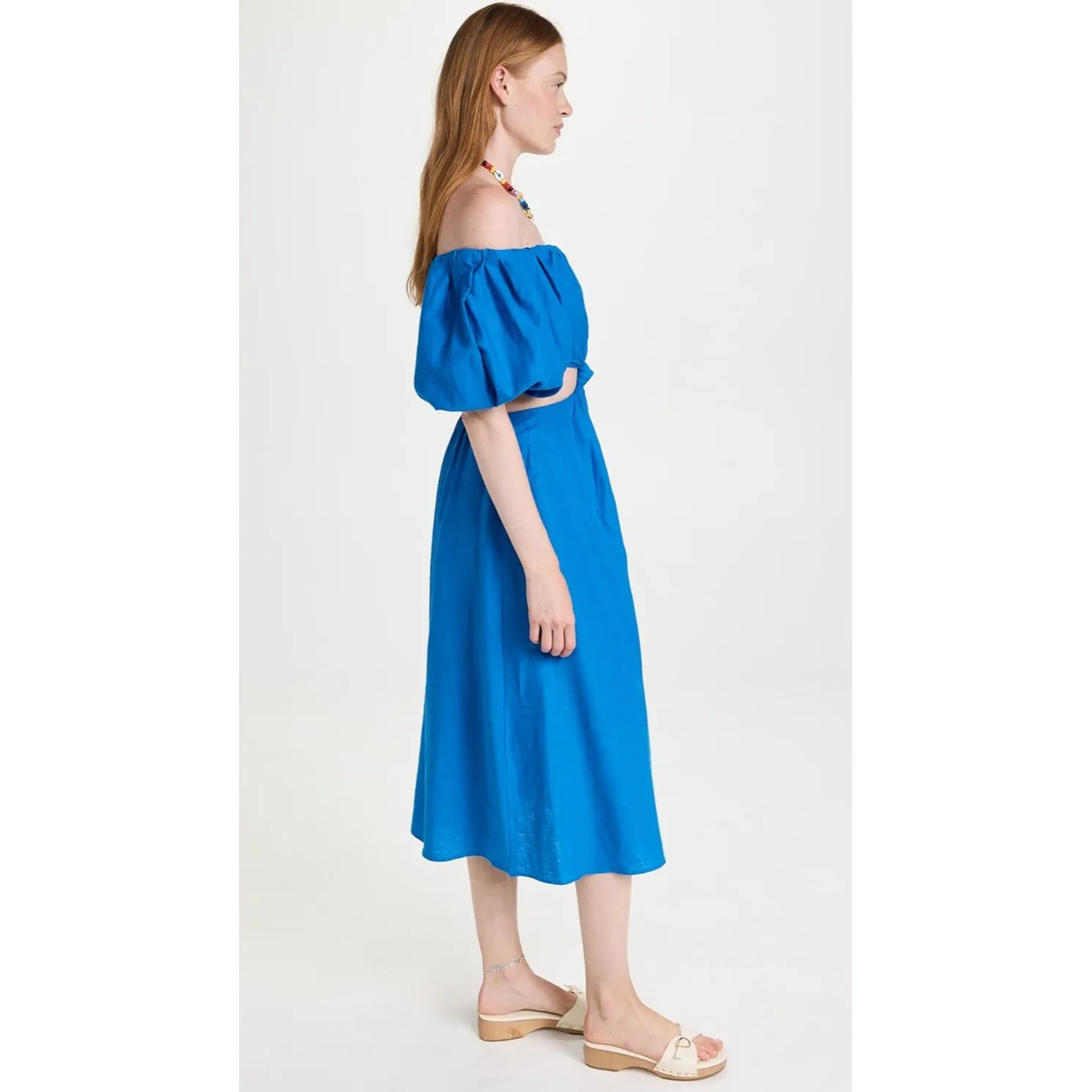 NWT Farm Rio Cutout Waist Blue Linen Blend
MIDI‎ Dress Size Medium $200 - Image 4