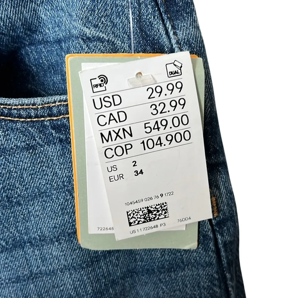 H&M Wide Leg High Waist Cropped‎ Jeans Sz 2 NWT 21" Inseam Classic Denim - Image 4