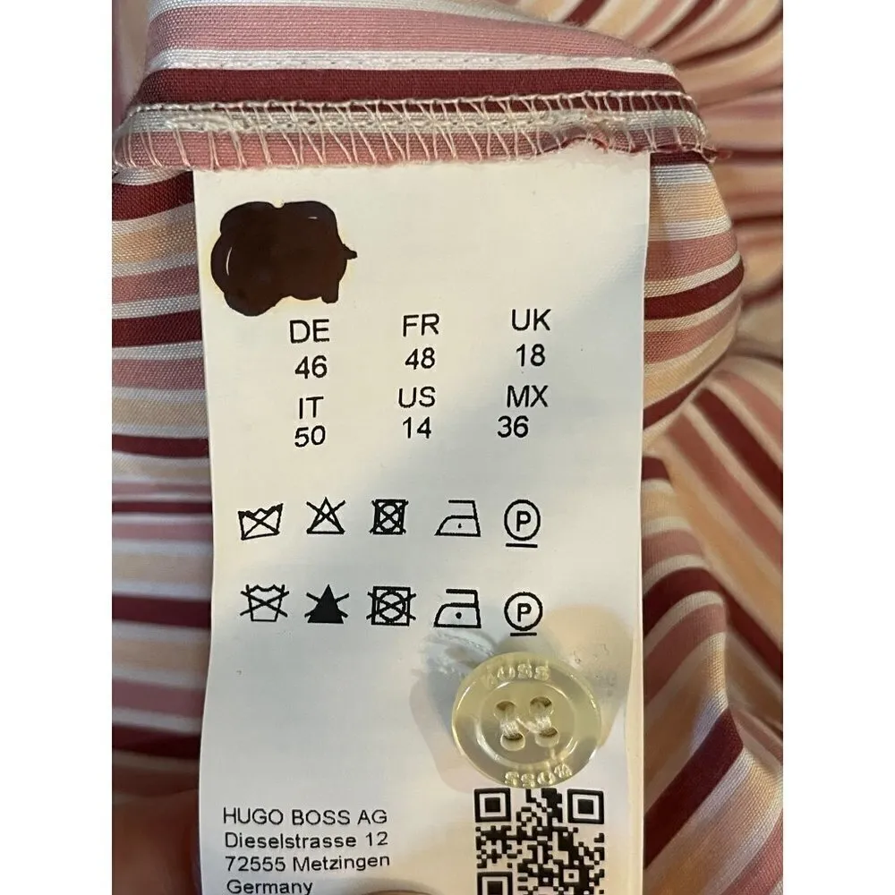 Hugo Boss Bateco Striped Tie Neck Top Red White Womens Size 14 - Image 13