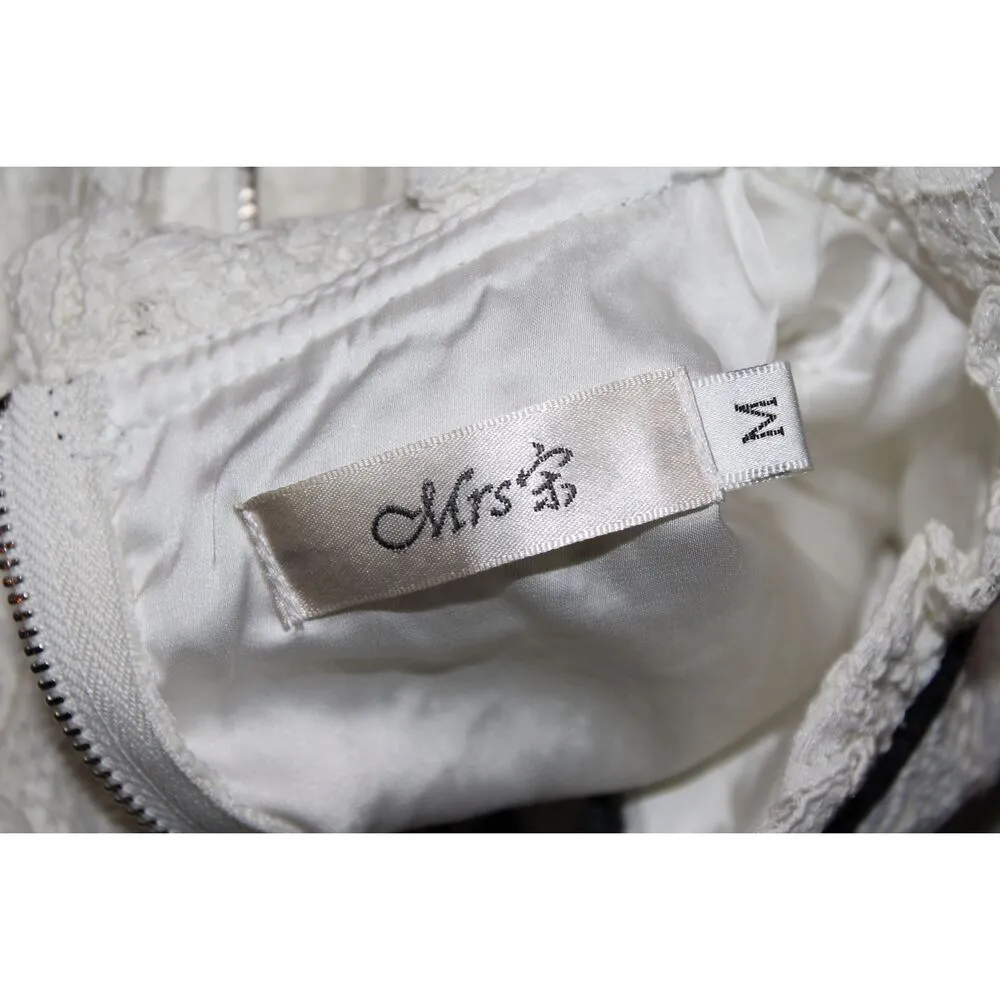 NWOT Womens Mrs White Black Lace Short Sleeve Ribbon Tie Midi Dress Size Medium - Image 3