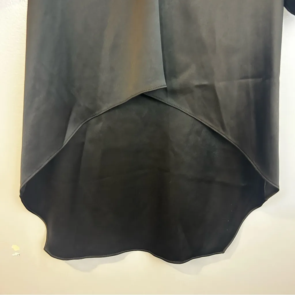 Halston Heritage Black Satin Hi-Low Kimono Sleeve V-neck Top/Blouse Size Small - Image 8