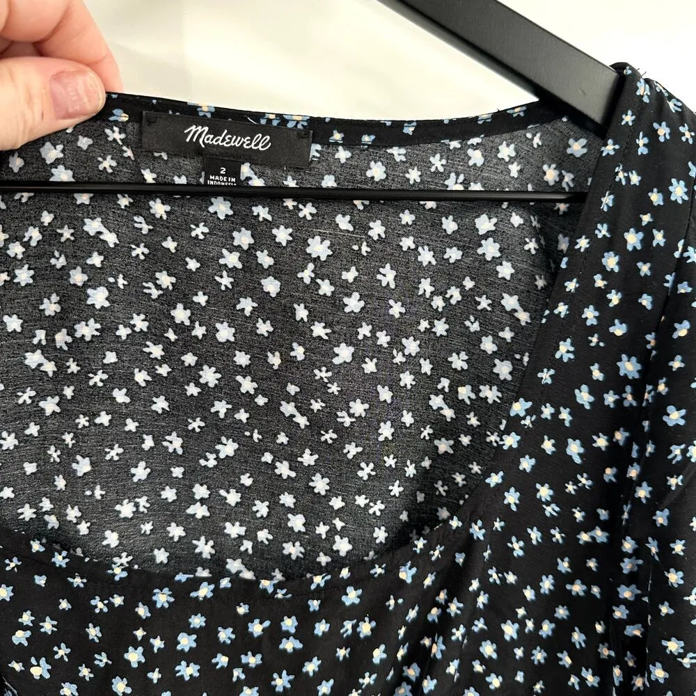 Madewell Seamed Long-Sleeve Mini Dress in Ditsy Floral Size 2 - Image 5