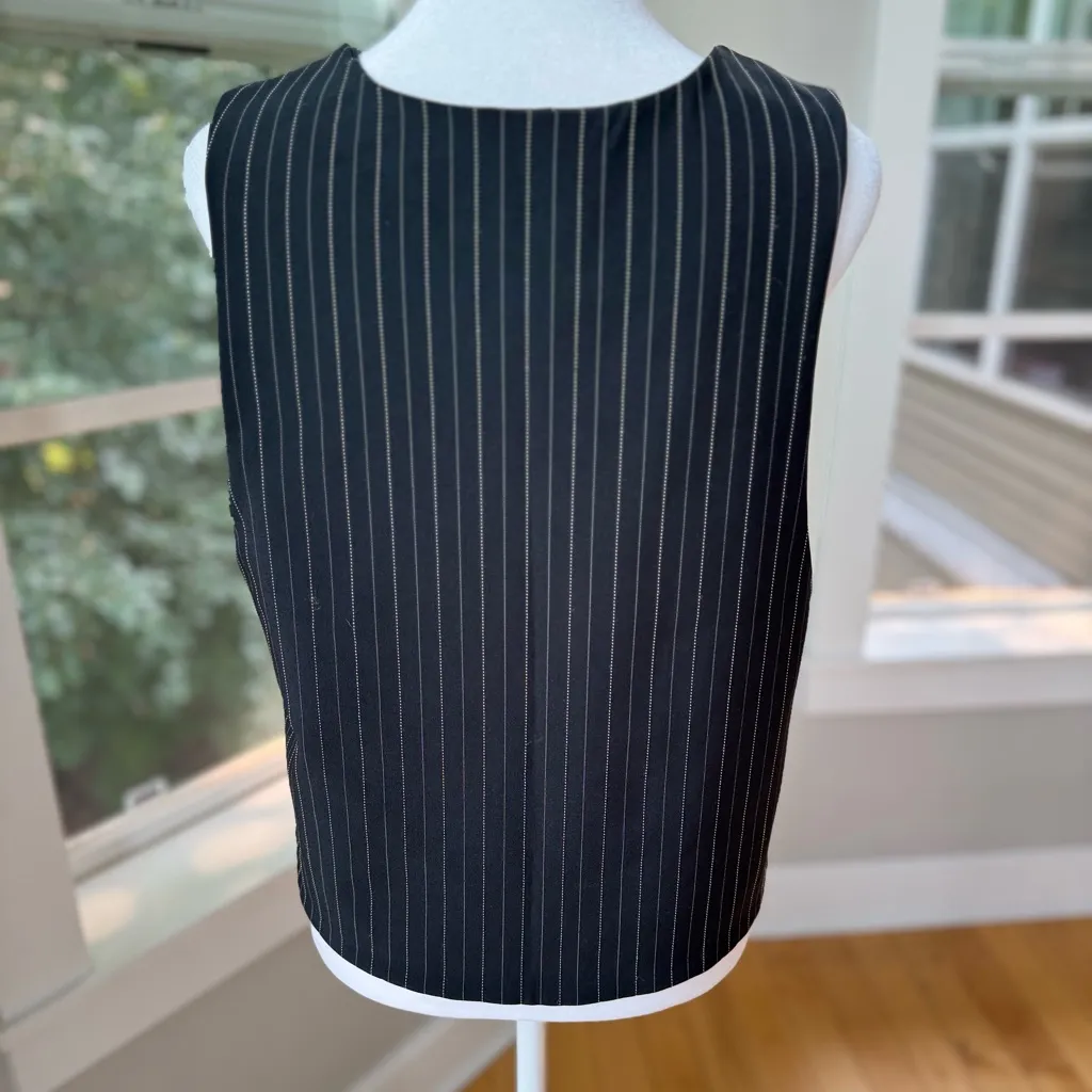 Vintage 90’s Love Lies Black Patchwork Menswear Pinstripe Vest Size Small - Image 3