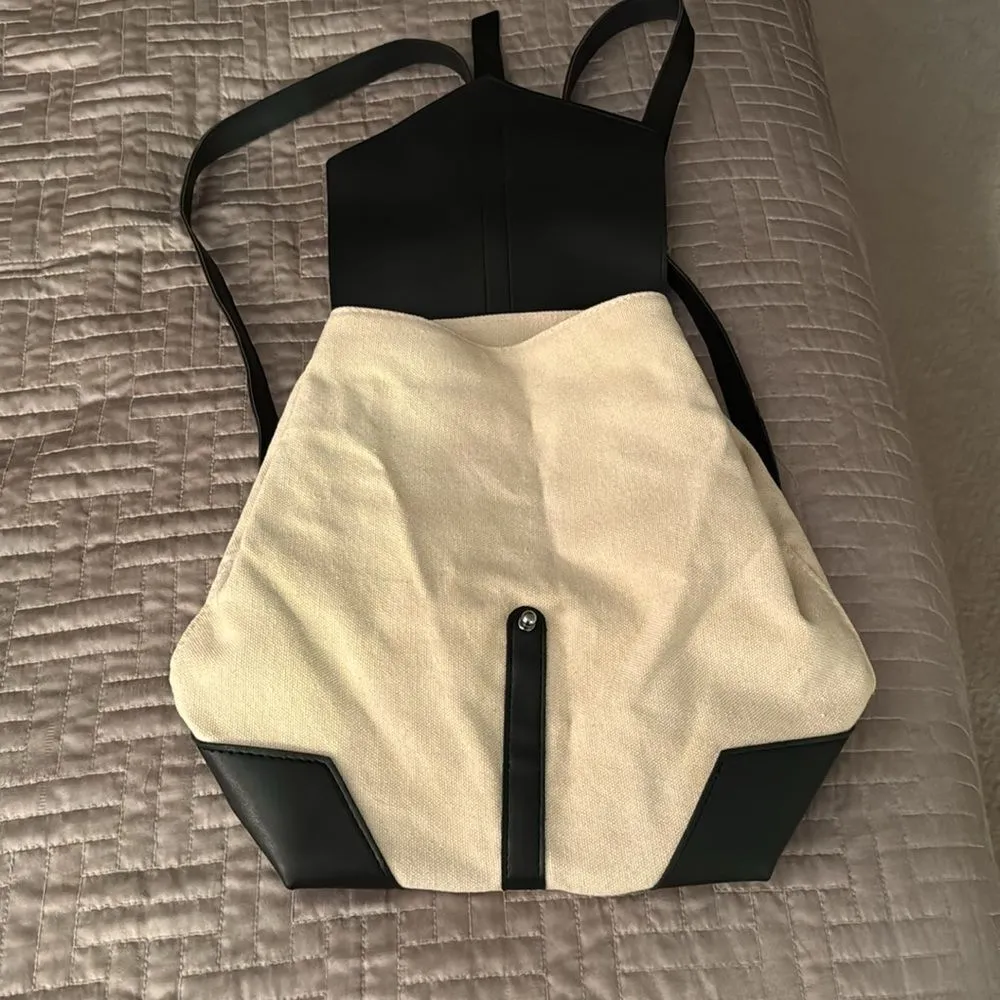 Black and white trendy backpack Black - Image 2