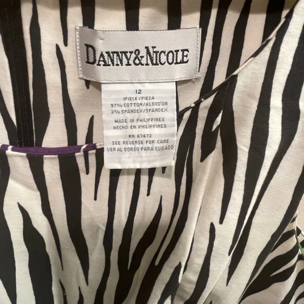 Danny & Nicole Zebra Print Dress with Purple Accents - Image 2