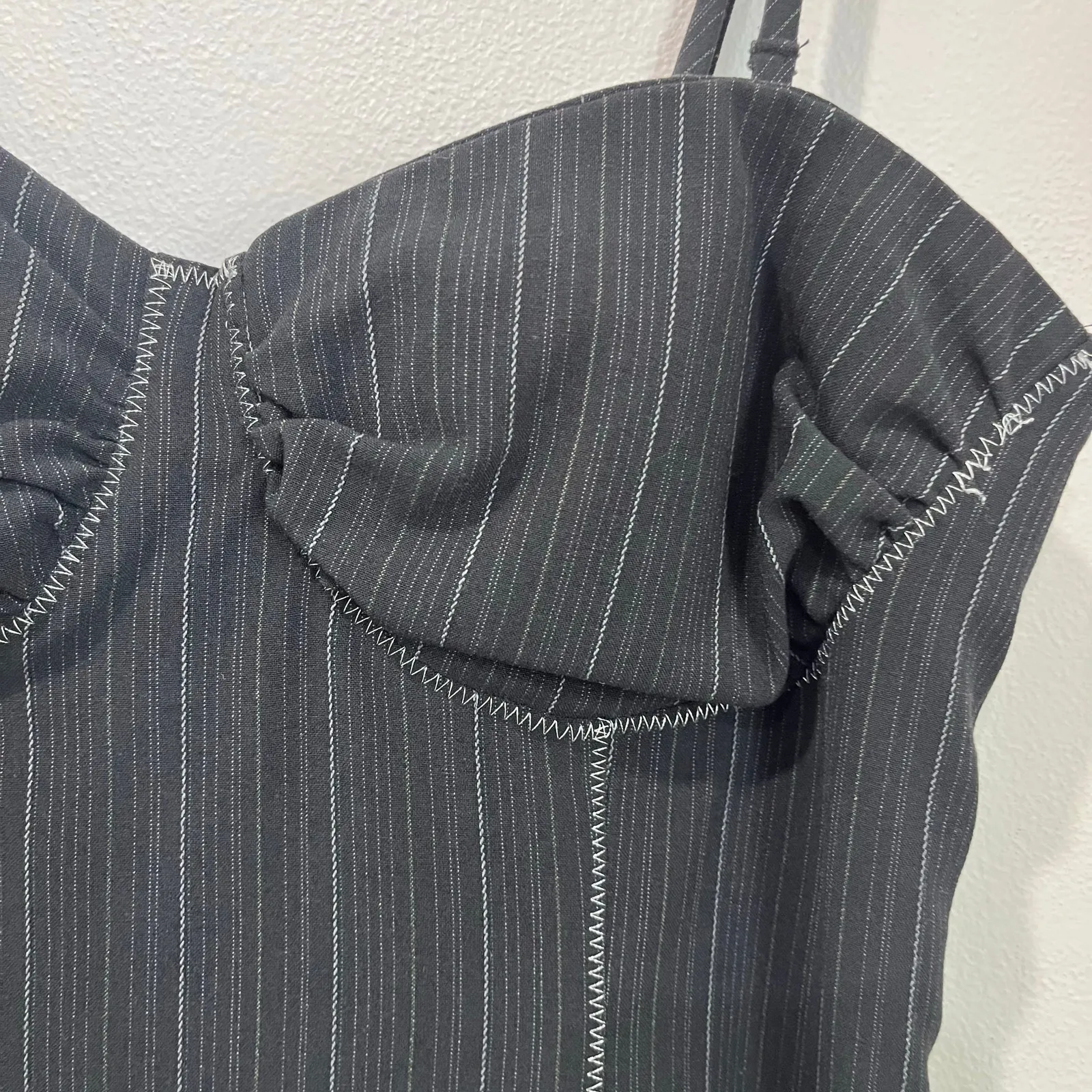 Arden B Black Pinstripe Midi Dress Office Siren Y2K Party Sz S - Image 5