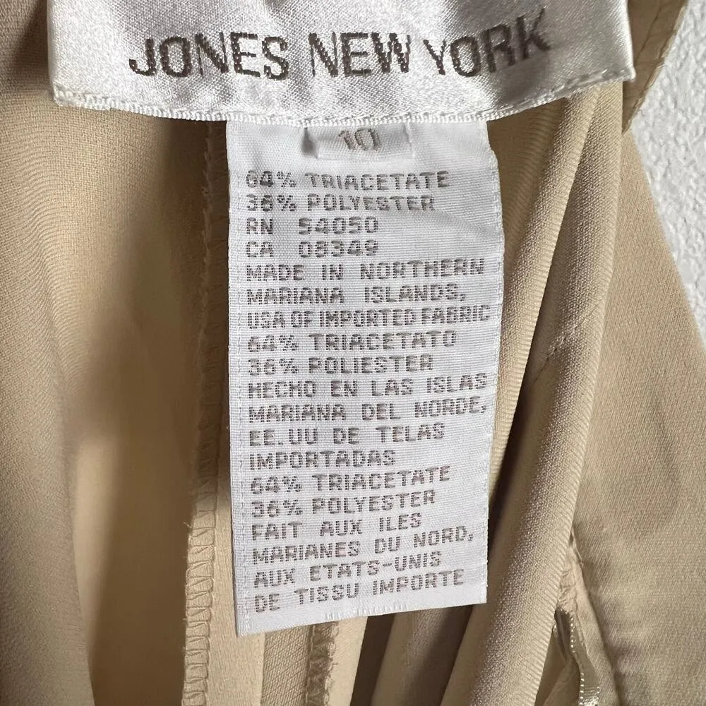 Jones New York Vintage Khaki Tan Pleated Wide Leg Trouser Dress Pants Size 10 - Image 9