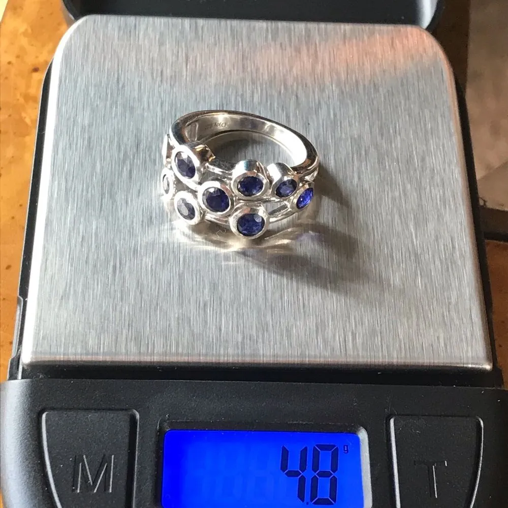 Natural Masoala Sapphire Sterling Silver Bubble Ring Size 6 - Image 8