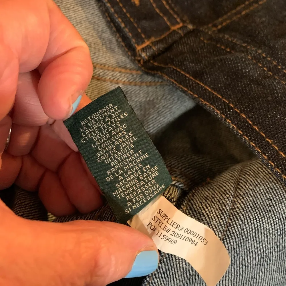 LRL Lauren Jeans Co. Ralph Lauren Dark Wash Jean Jacket Size S Small EUC Green - Image 9