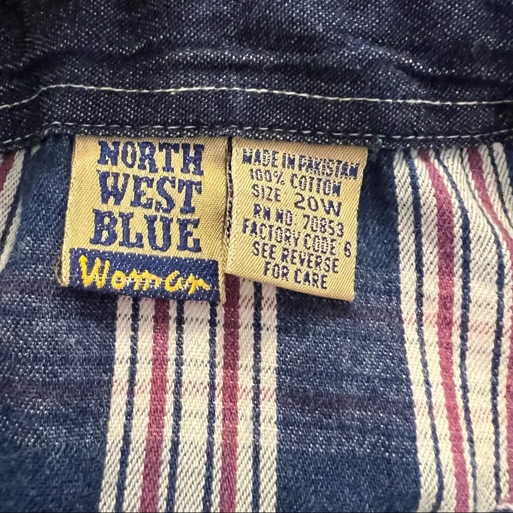 Vintage Northwest Blue Plaid Denim Button Down Shirt Size undefined - Image 10