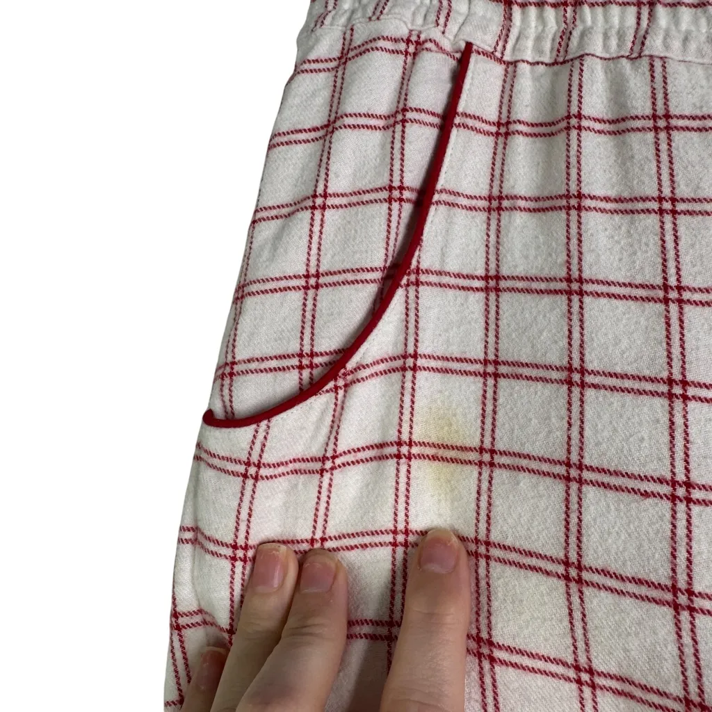 Lake Pajamas Red & White Windowpane Flannel 100% Cotton Pajama Pants Small Warm - Image 4