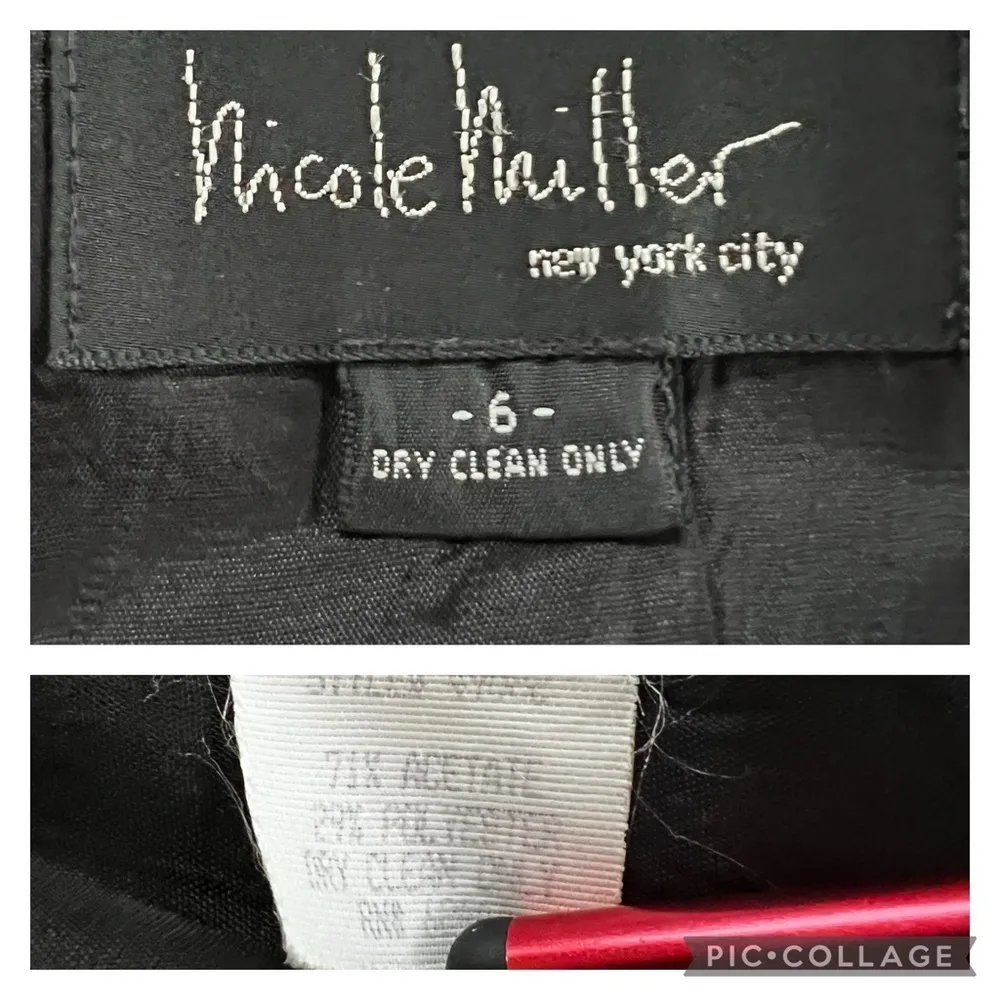 Nicole Miller Dress Black Floral Embroidered Mini V-Neck Sleeveless 6 Party LBD - Image 16