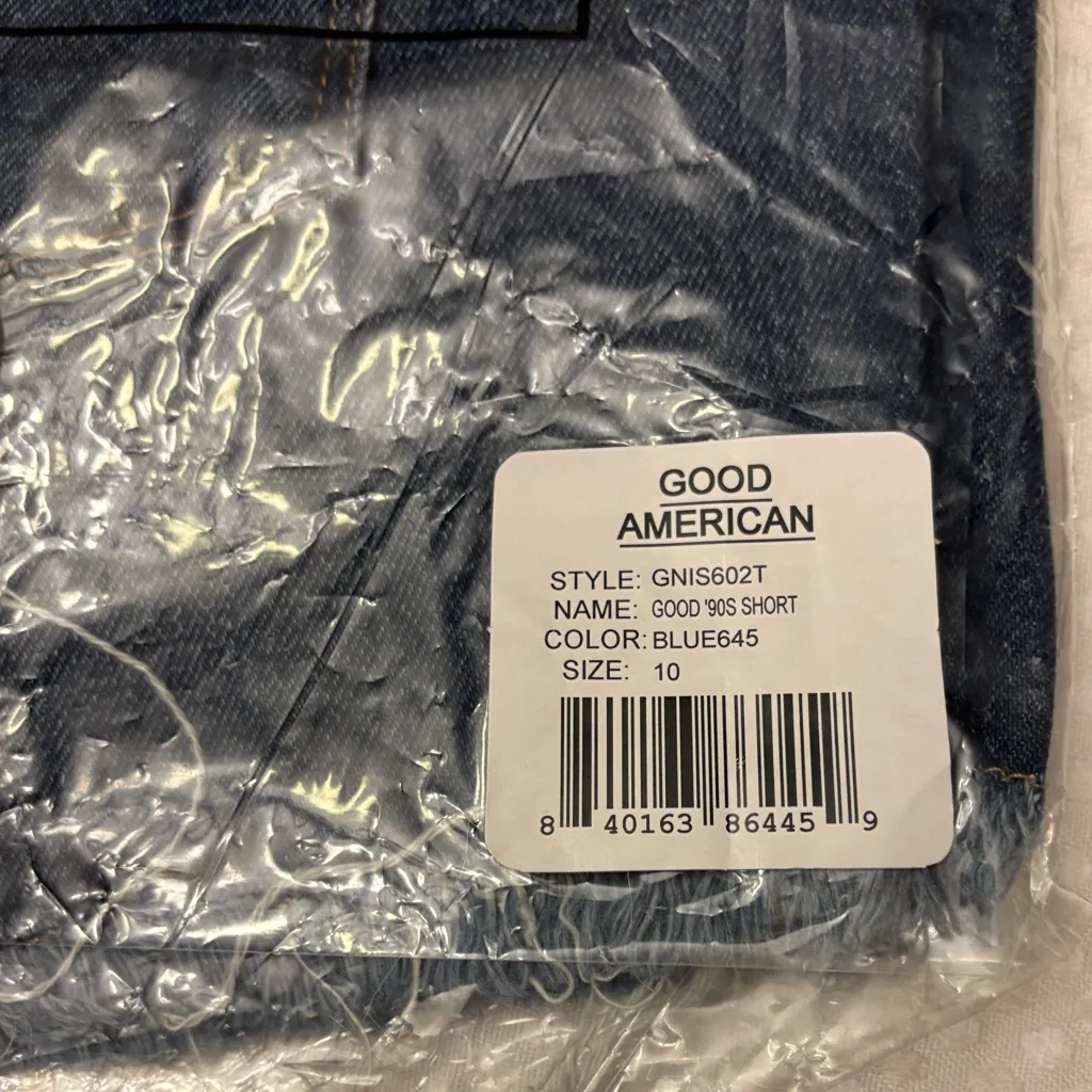 NEW! Good American Good 90’s Cut Off Denim Blue Jean Shorts Size 10 GNIS602T - Image 7