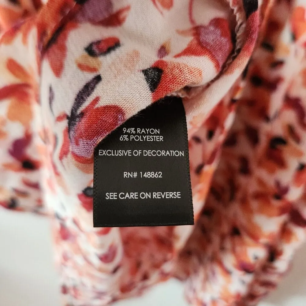 Torrid Sleeveless Gauze Crochet Lace Detail Orange White Floral Tank Top Size 2X - Image 7