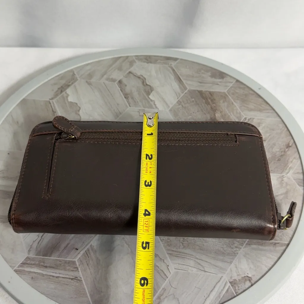 Villager Liz Claiborne Brown Leather Wallet Organizer Checkbook Holder Vintage - Image 6