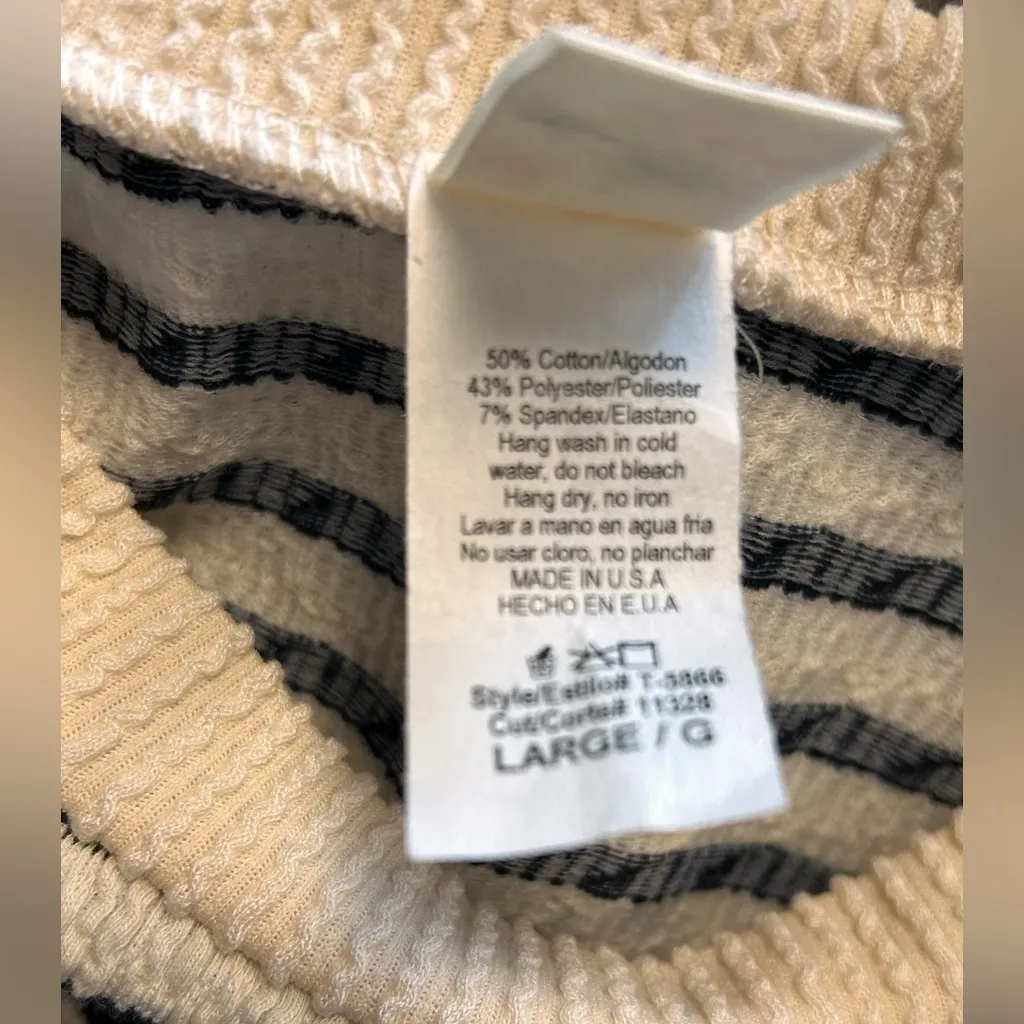 7th Ray Size Large Striped Textured Raglan Short Sleeve Top - Image 8