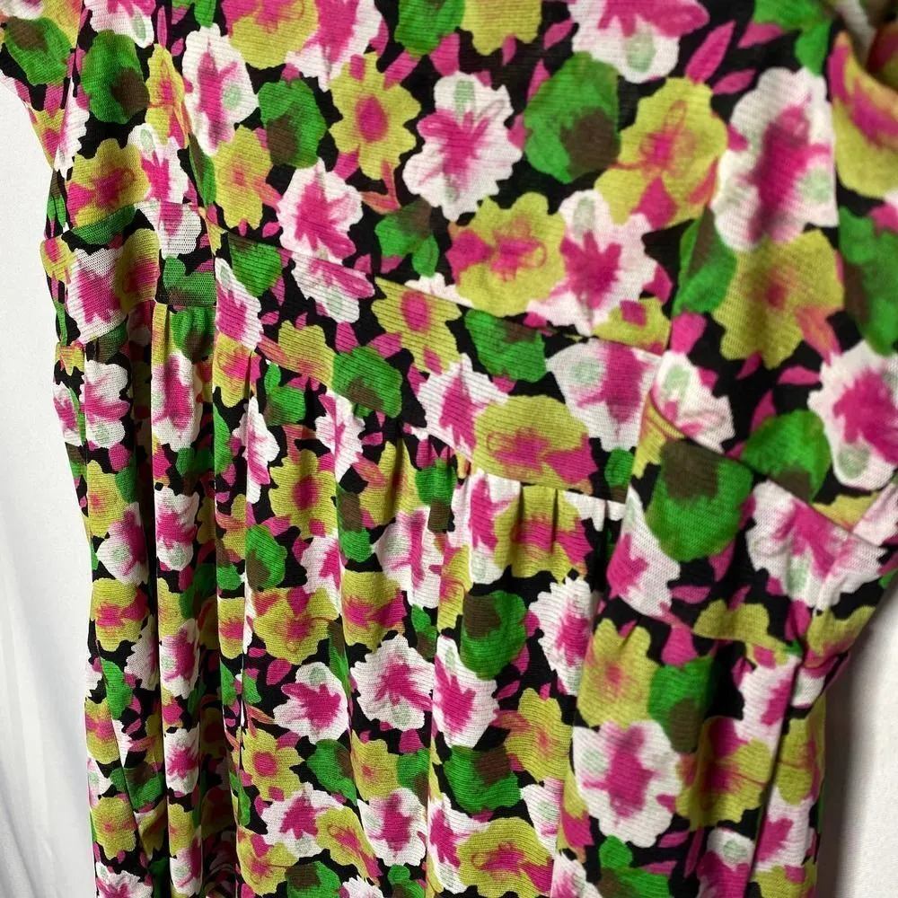 INC International Concepts Sleeveless Floral Pleated Tank Top Blouse Medium Pink Green - Image 9