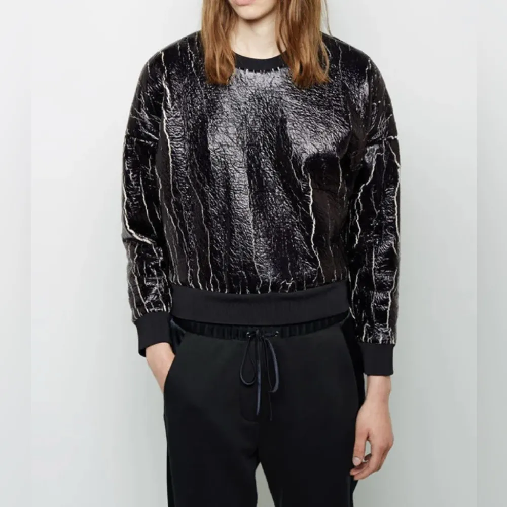 3.1 PHILLIP LIM Coated Crackle Sweatshirt XS - Image 5
