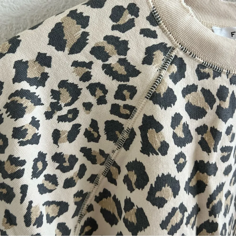 Frame Denim Animal Leopard Print Pullover Terry Carmel Multi Small - Image 6