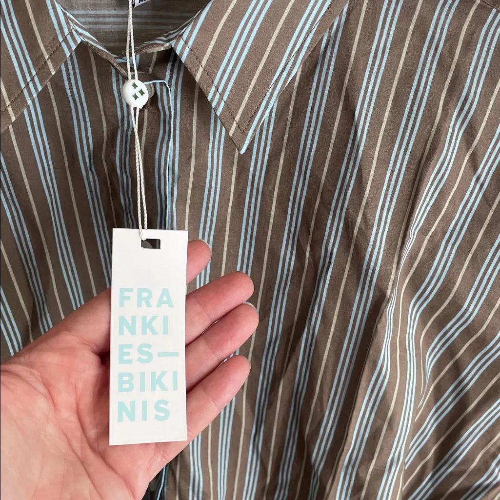 Frankie’s Bikinis Griffin Striped Button Up Shirt Ocean Stone - Image 9