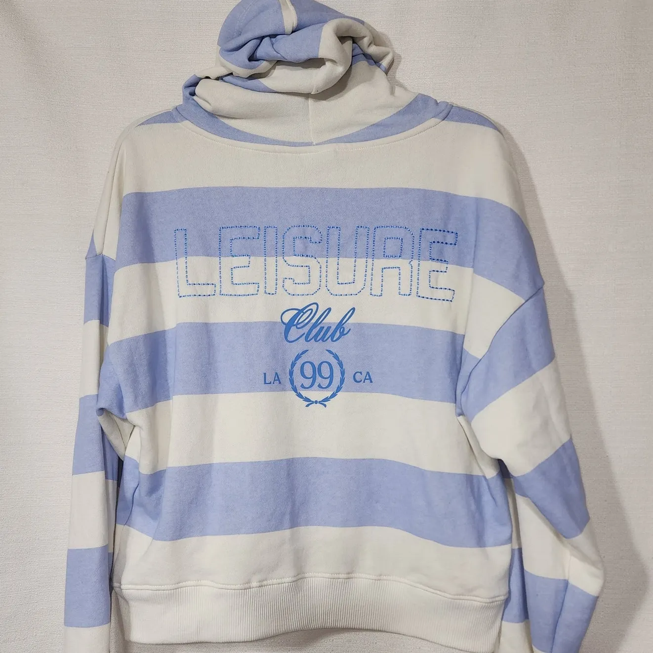 Leisure club Los Angeles women's white and blue hoodie size medium - Image 2