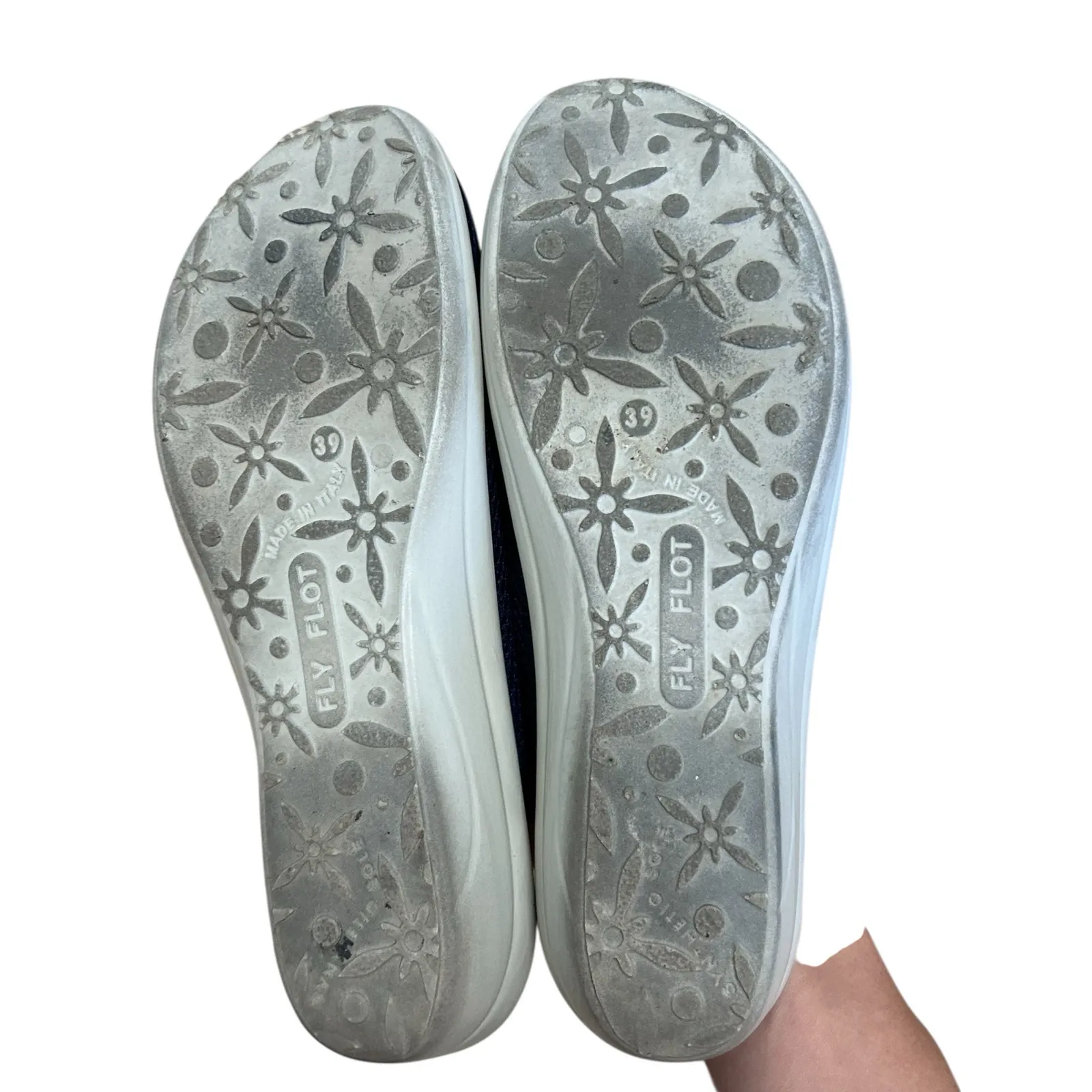 Fly Flot Navy Blue Anatomic Slip On Clogs Sz 39 - Image 6