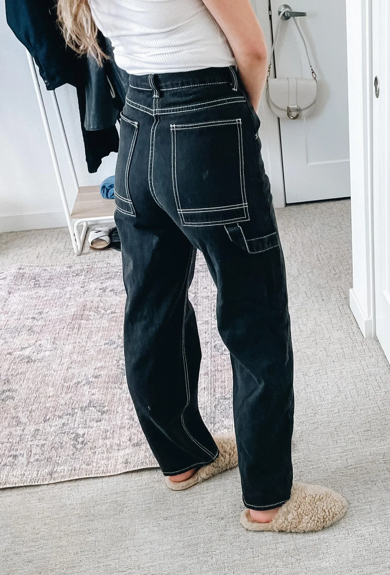 Y2K Black High Waist Straight Leg Cargo Denim Jeans  - Image 3