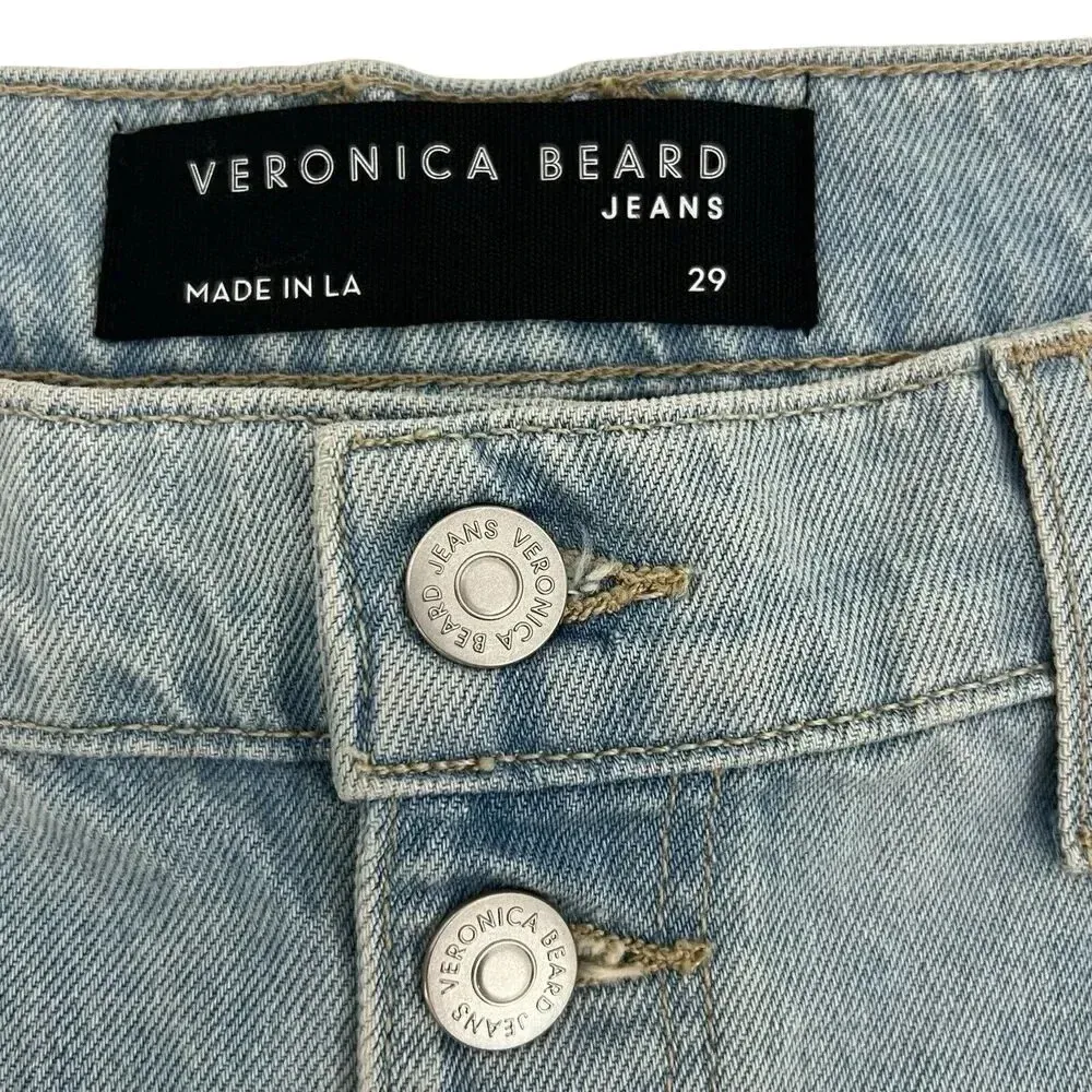 VERONICA BEARD Grant Wide-Leg Raw Hem Aire Cropped Jeans Button Fly Flare 29 - Image 9
