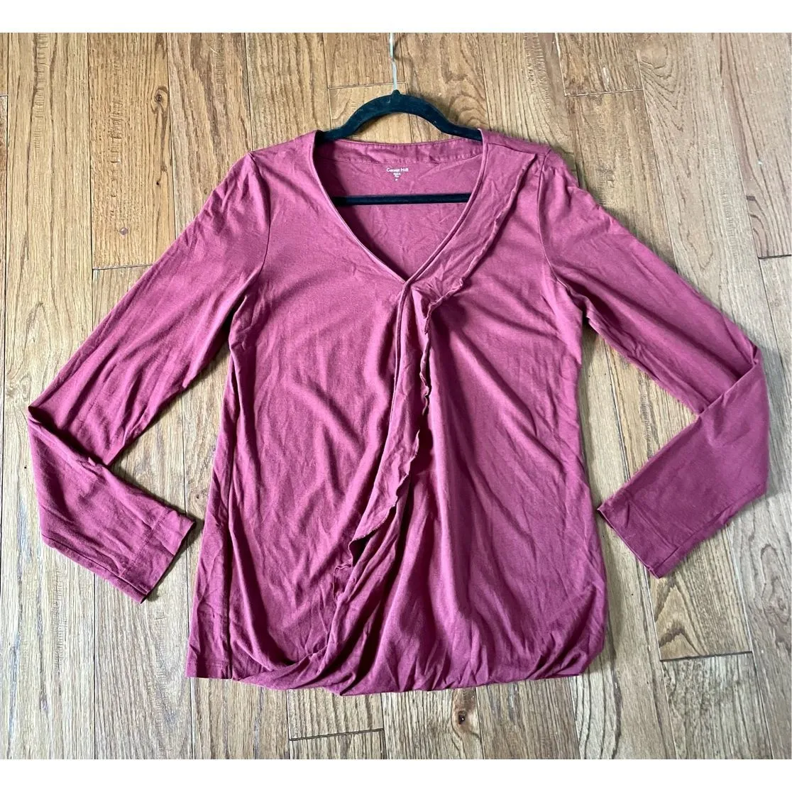 Garnet hill cotton wine collared ruffle blouse large - Image 7