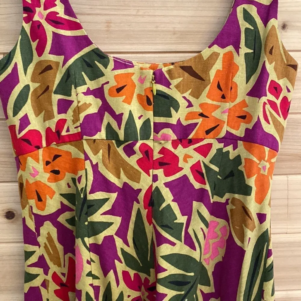NWT Vintage Talbots Size 6 Linen Rayon Blend Floral Tank Dress Deadstock - Image 8